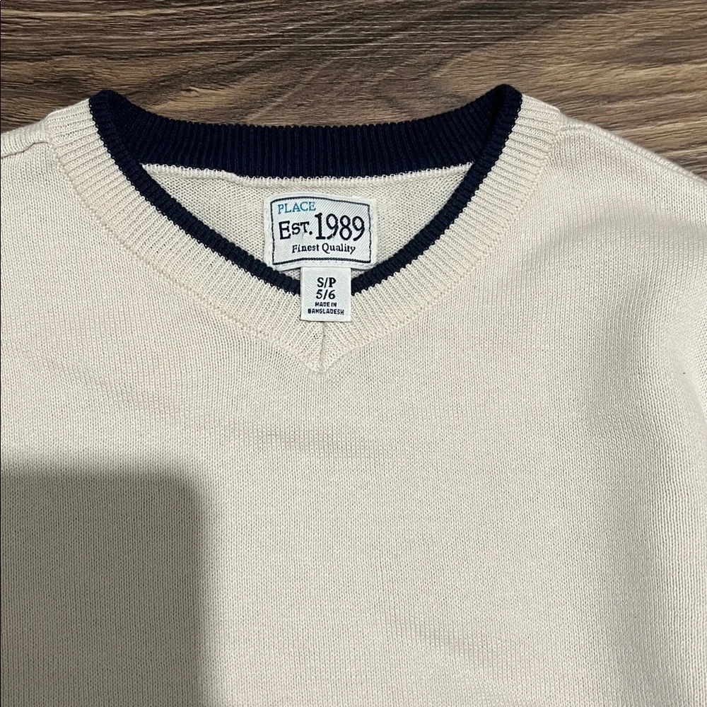 The Children's Place Cream V-Neck Kids Sweater